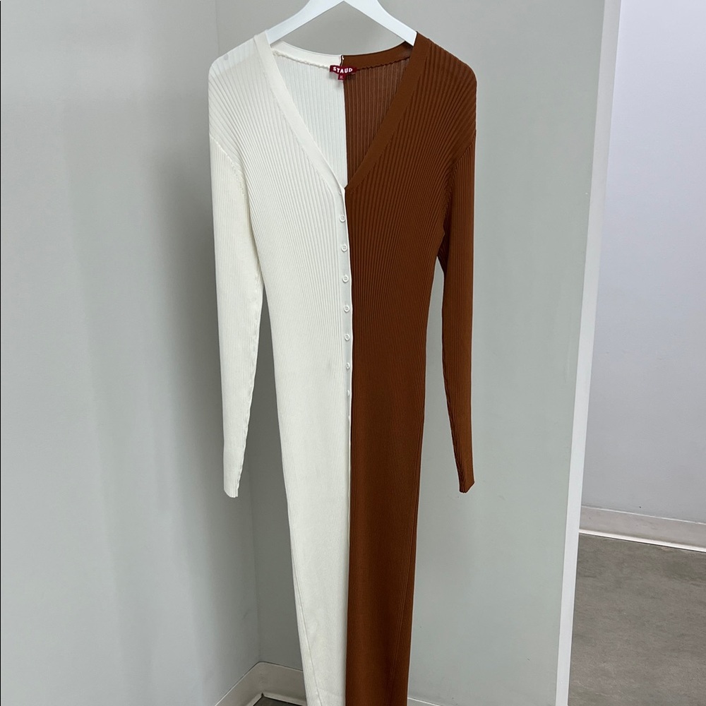 STAUD Knit Ribbed Body-con Maxi Dress